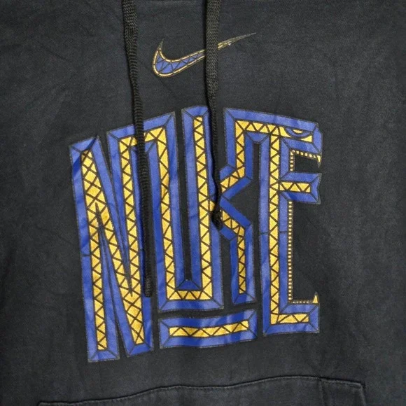 Nike Hoodie Mens Pullover Black Center Swoosh Small Logo Athletic Sweatshirt
